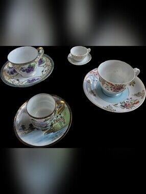 4 Vintage Occupied Japan Mini Demitasse Cup Saucer Sets